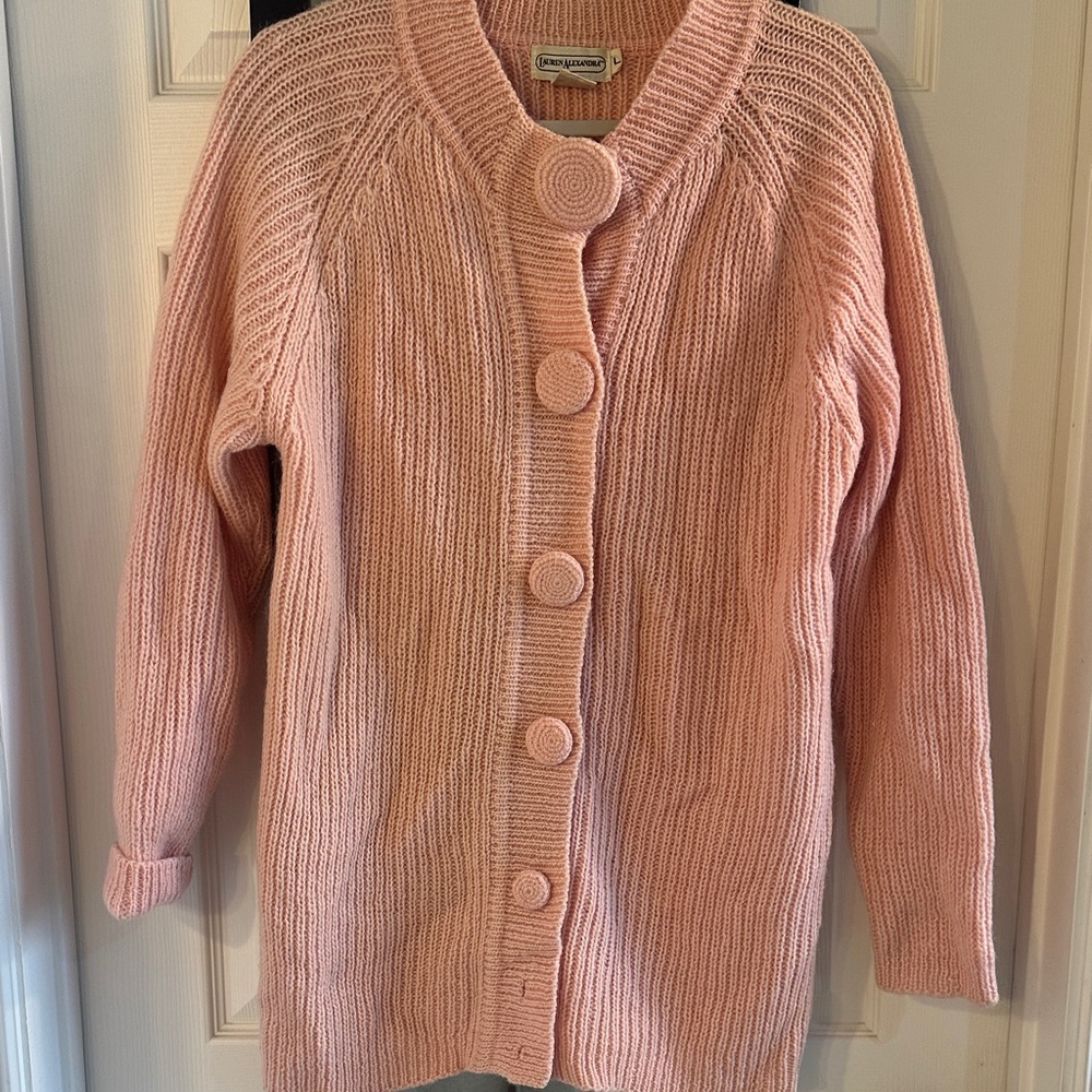Valentines Soft Pink Knit Cardigan LG